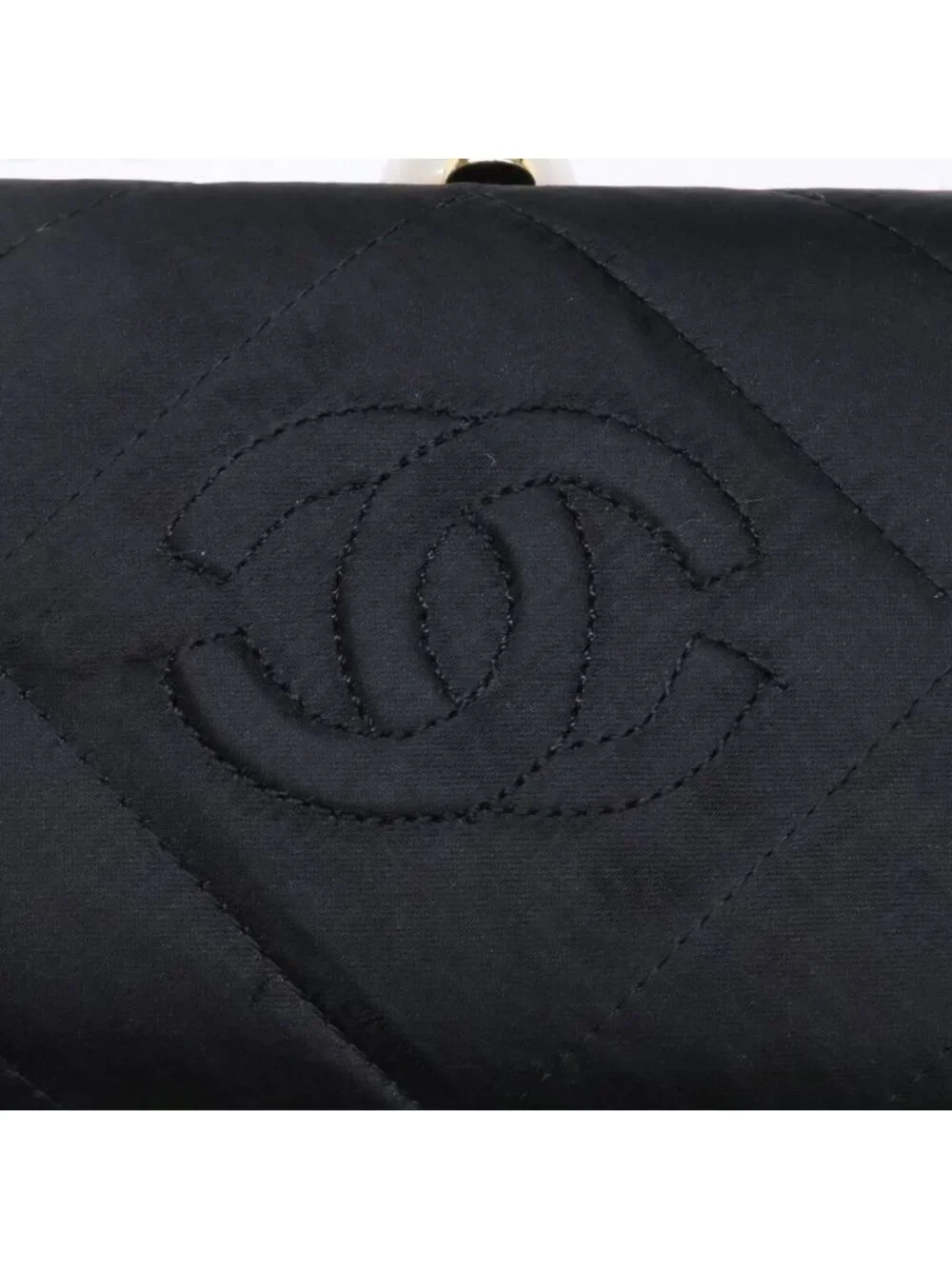 Chanel Vintage Pearl Satin Clutch With Crystal Tassel